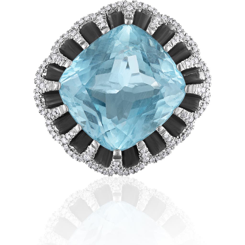 Mindi Mond Aquamarine & Diamond Ring In 18k White Gold
