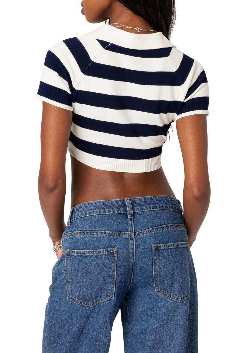 Skai Stripe Crop Sweater, Alternate, color, NAVY-AND-WHITE