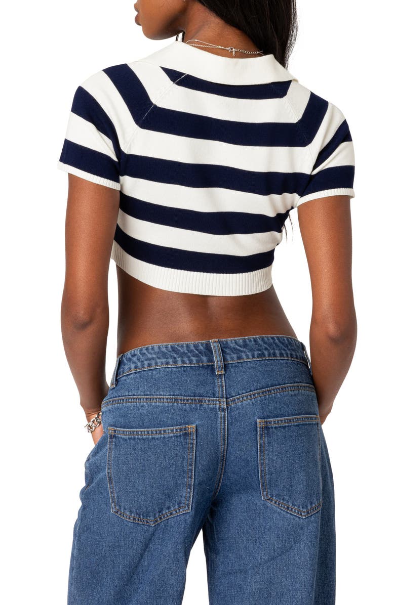EDIKTED Skai Stripe Crop Sweater, Alternate, color, 