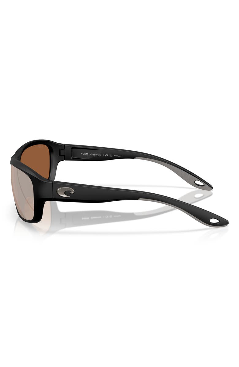 Costa Del Mar Clipperton 58mm Polarized Rectangular Sunglasses, Alternate, color, Black/ Copper Silver 580G
