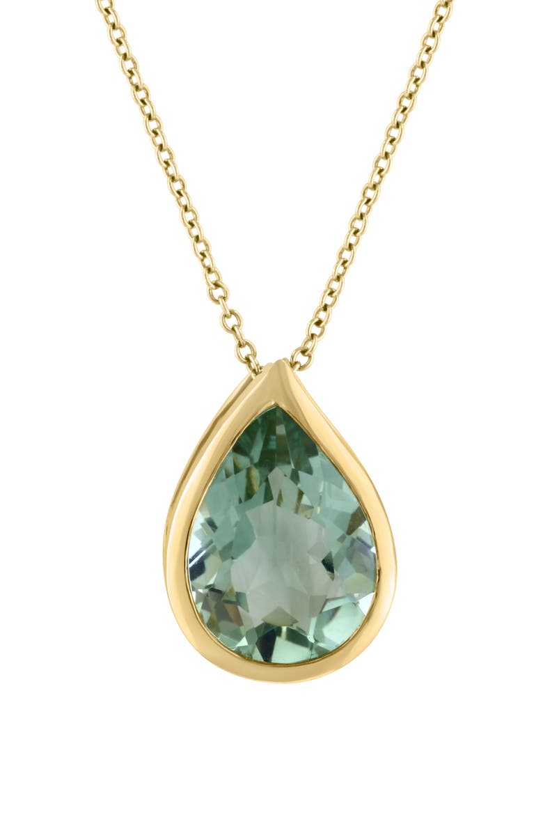 14K Yellow Gold Green Amethyst Pendant Necklace, Alternate, color, GREEN