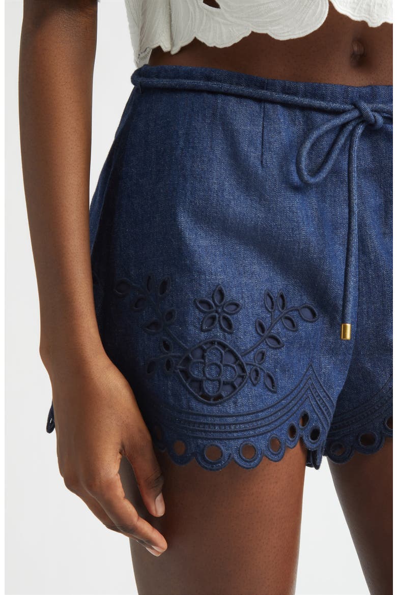 Mahon Broderie Anglaise Denim Shorts, Alternate, color, INK