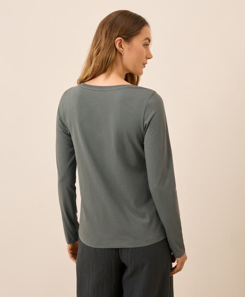 Pact Organic Cotton Softspun Long Sleeve Scoop Neck Tee In Green