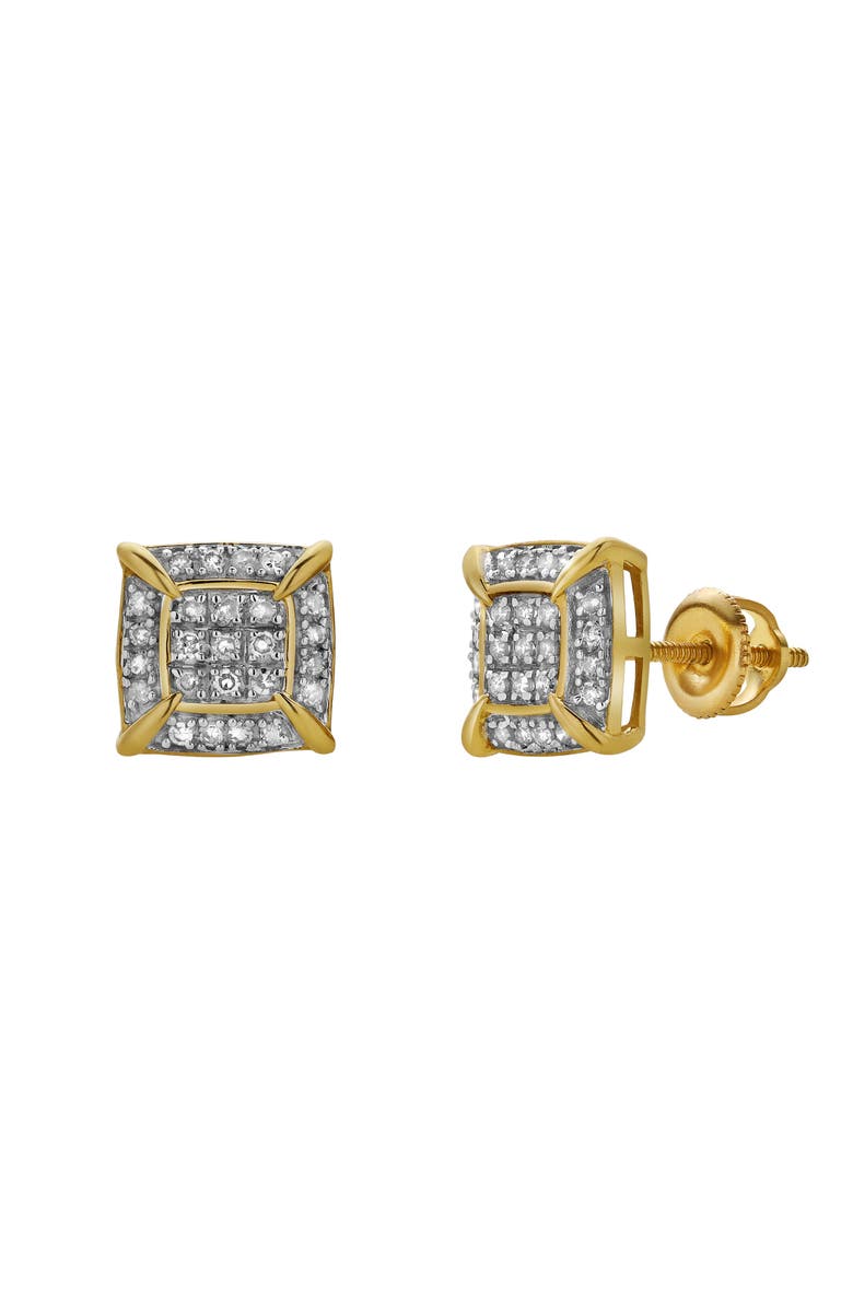 LuvMyJewelry Pulse 10K Yellow Gold Cluster Diamond Unisex Earrings - 0.28 Cts, Main, color,