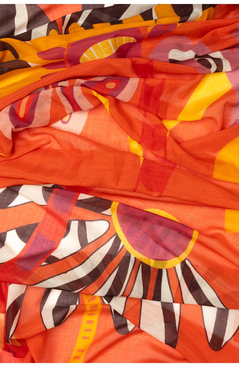 Elizabetta Monica - Cotton and Silk Scarf, Alternate, color, Tangerine