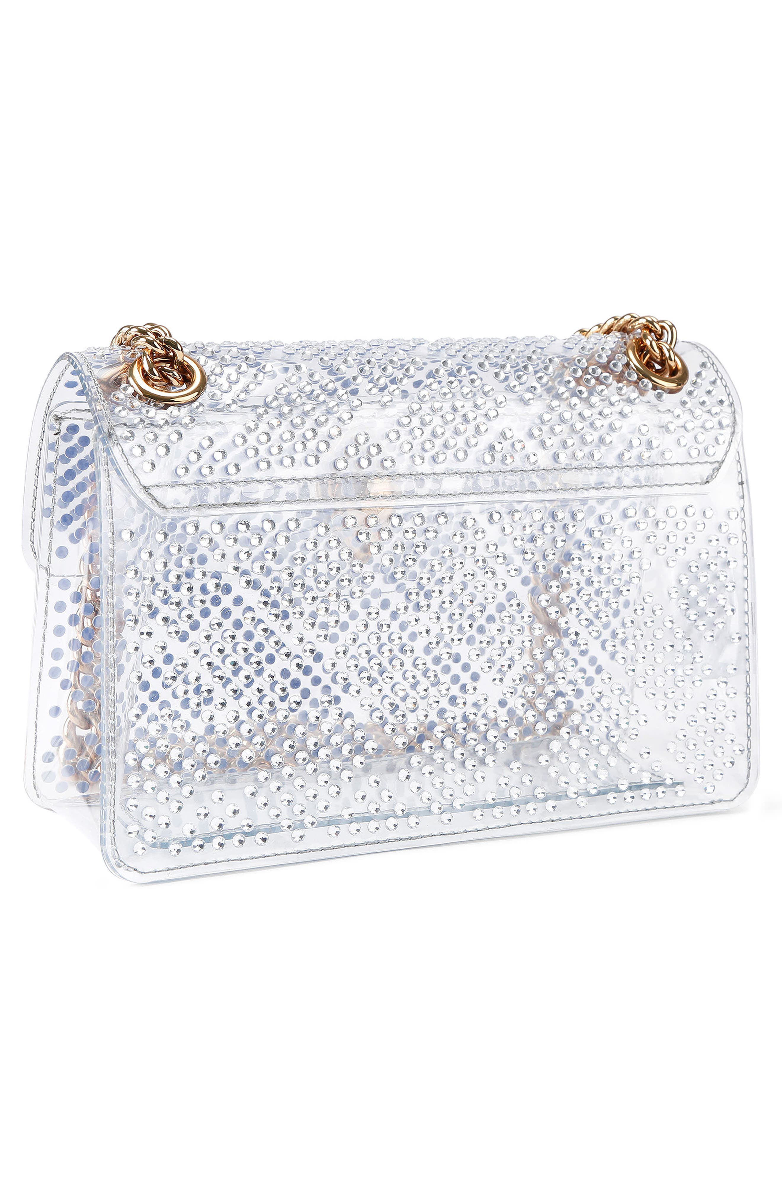 Kurt Geiger London Mini Kensington Vinyl Convertible Clear Crossbody Bag, Alternate, color, Silver