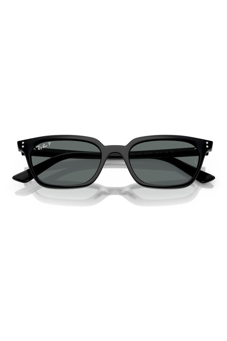 53mm Polarized Pillow Sunglasses, Alternate, color, BLACK