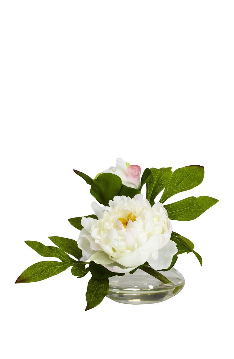 NEARLY NATURAL Peony Arrangement in Glass Vase - Set of 3, Alternate, color,