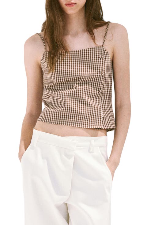 Gingham Print Crop Camisole