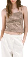 MANGO Gingham Print Crop Camisole