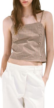 MANGO Gingham Print Crop Camisole