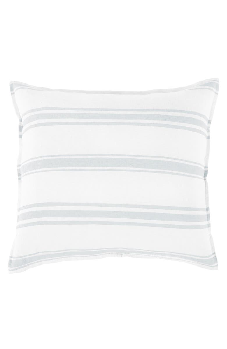 Pom Pom at Home Jackson Stripe Linen Sham, Main, color, White/ Ocean