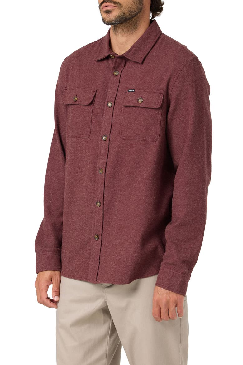 Regent Solid Cotton Flannel Button-Up Shirt, Alternate, color, CHOCOLATE