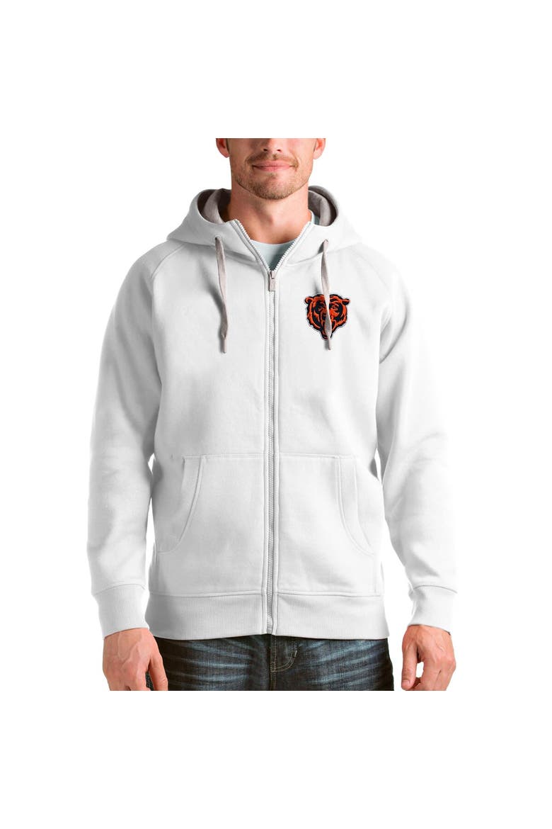 Men's Antigua White Chicago Bears Victory Full-Zip Hoodie, Main, color, White