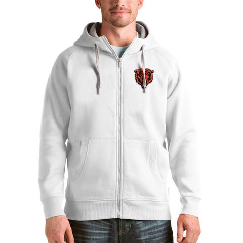 Men's Antigua White Chicago Bears Victory Full-Zip Hoodie