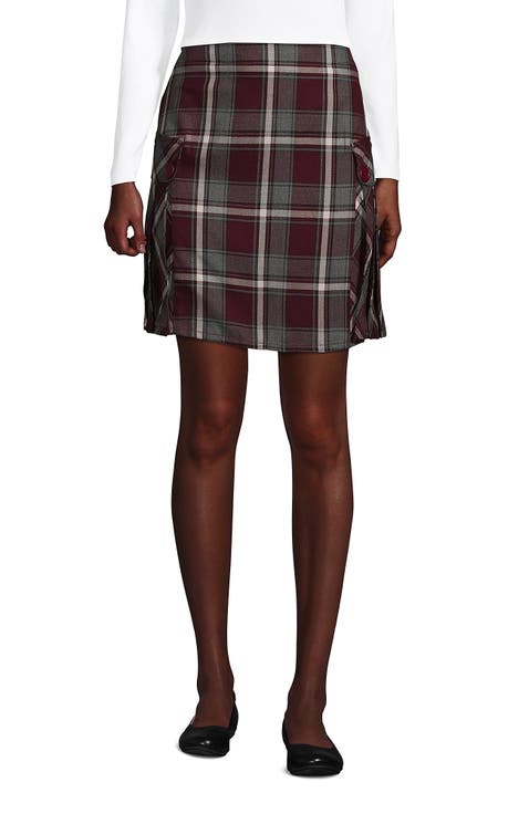 School Uniform Young  Side Pleat Plaid Skort Above the Knee