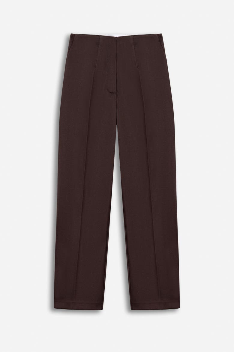 High Waist Straight Leg Trousers, Main, color, Brown