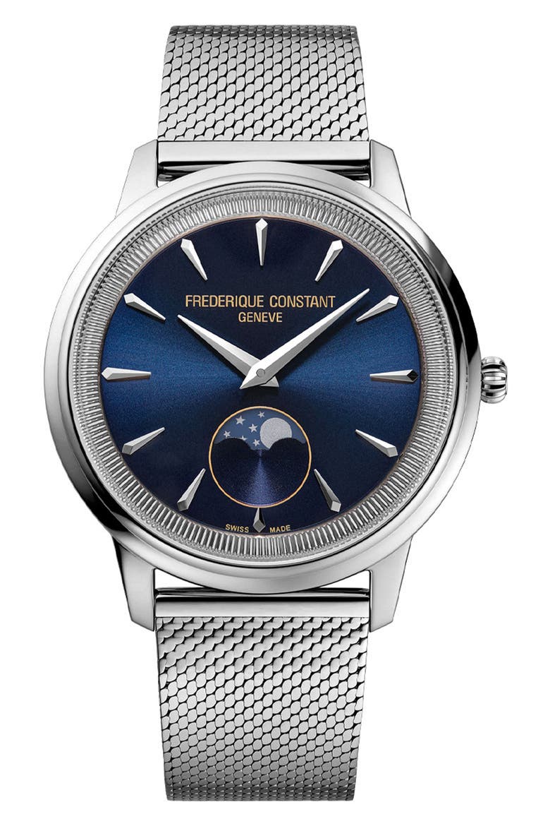 Classics Moneta Moonphase Milanese Mesh Strap Watch, 37mm, Main, color, SILVER-TONE