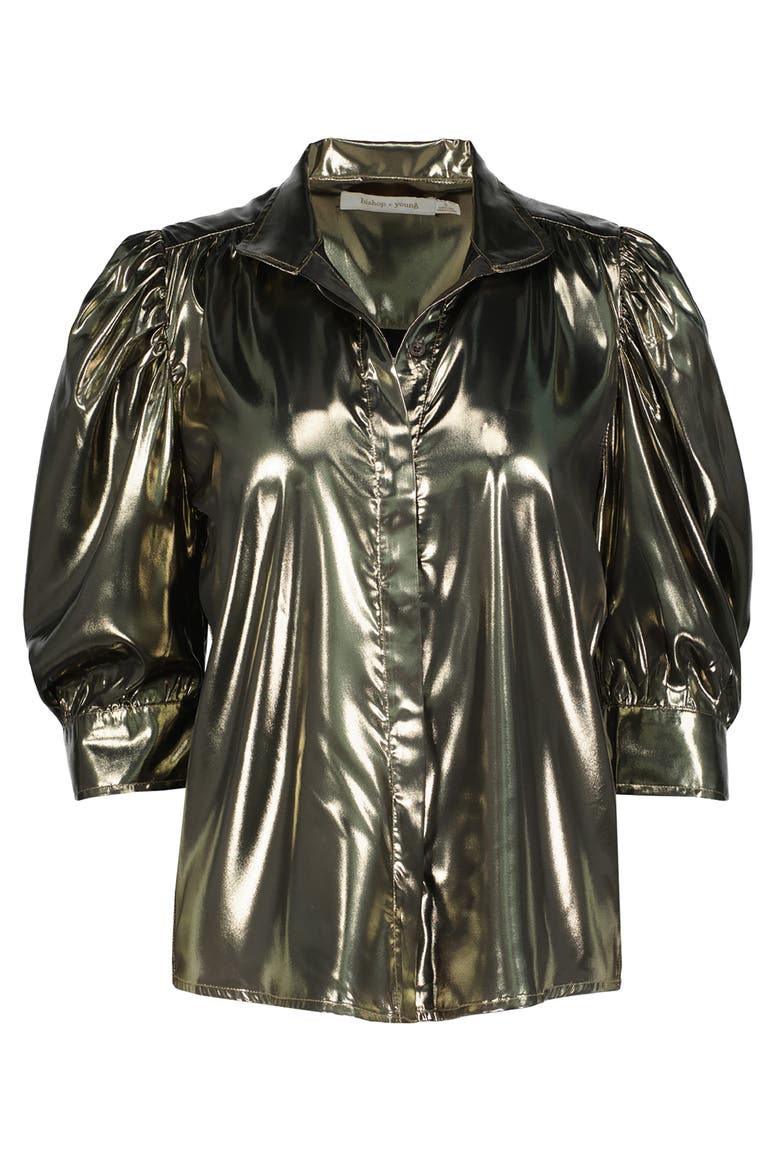 Cate Ruched Sleeve Top, Alternate, color, Liquid Metallic