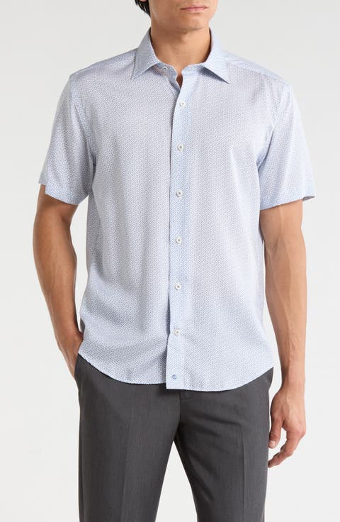 Classic Fit Floral Print Short Sleeve Button-Up Shirt
