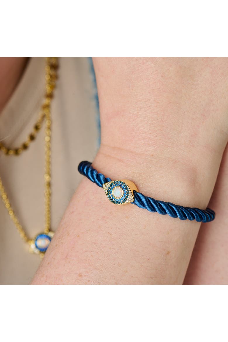 Evil Eye Adjustable Cord Bracelet, Alternate, color, Blue