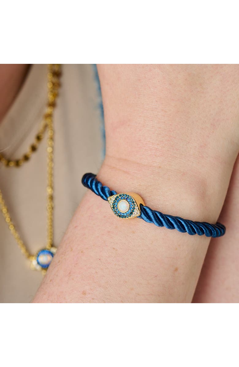 Alex and Ani Evil Eye Adjustable Cord Bracelet, Alternate, color, Blue
