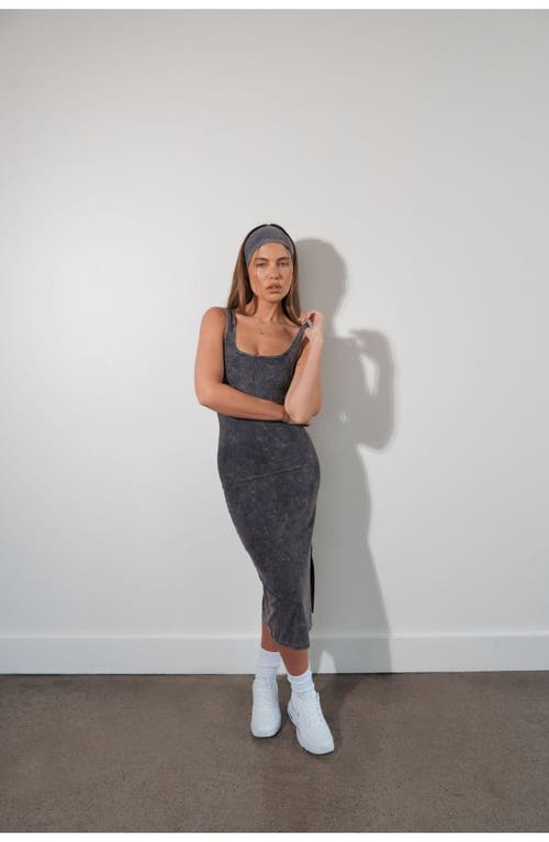 Vitality Cloud Ii Rib Basic Midi Dress In Gray