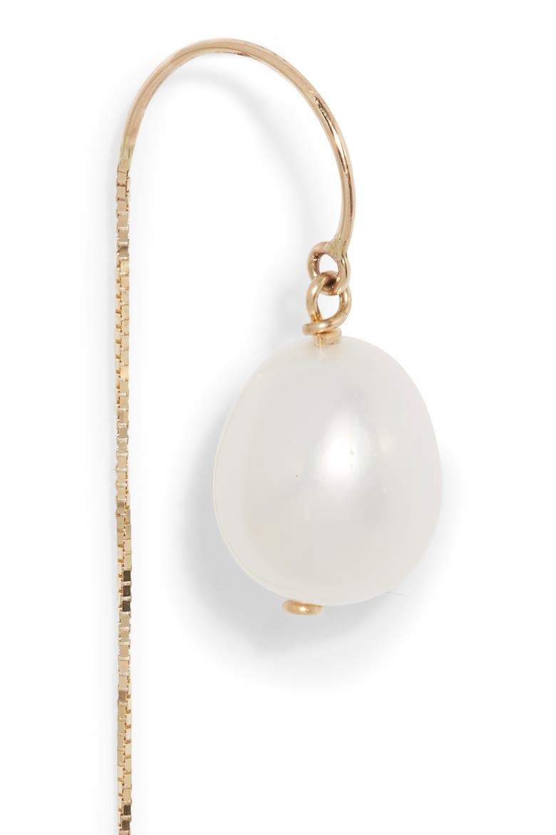 Baroque Pearl Threader Earrings, Alternate, color, 14KYG