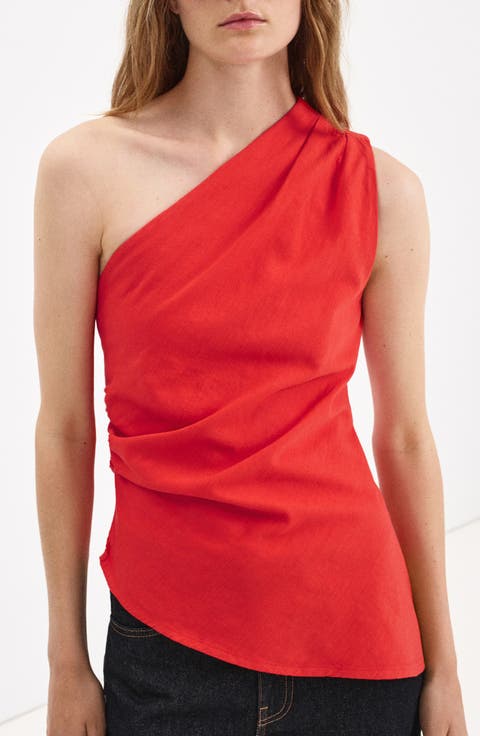 Asymmetrical Draped One-Shoulder Top
