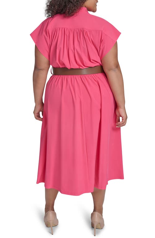 Shop Calvin Klein Comm Belted Midi Shirtdress In Rosebud