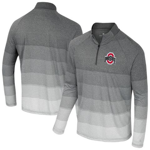Men's Colosseum  Gray Ohio State Buckeyes AI Striped Mesh Quarter-Zip Raglan Windshirt