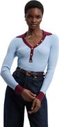 Karen Millen Rib Knit Contrast Hem Collared Top