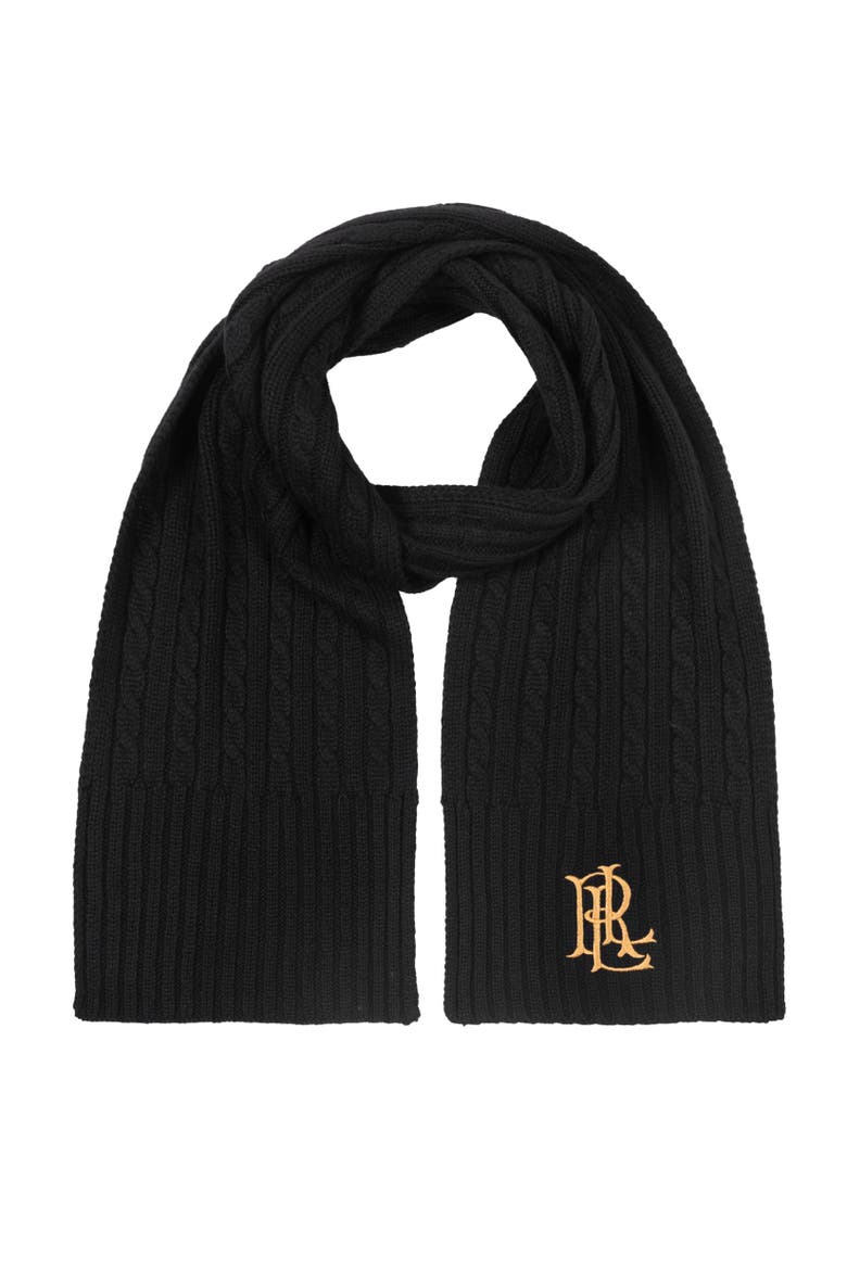 core cable logo scarf, Main, color, black
