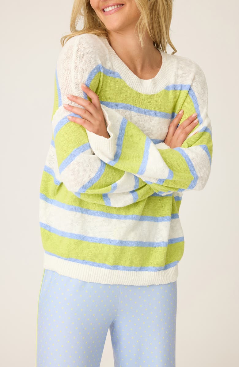 PJ Salvage Beautiful Life Stripe Cotton Slub Sweater, Main, color, Ivory