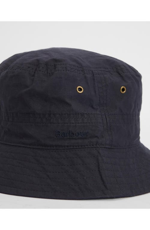 Barbour Waxed Cotton Bucket Hat In Navy