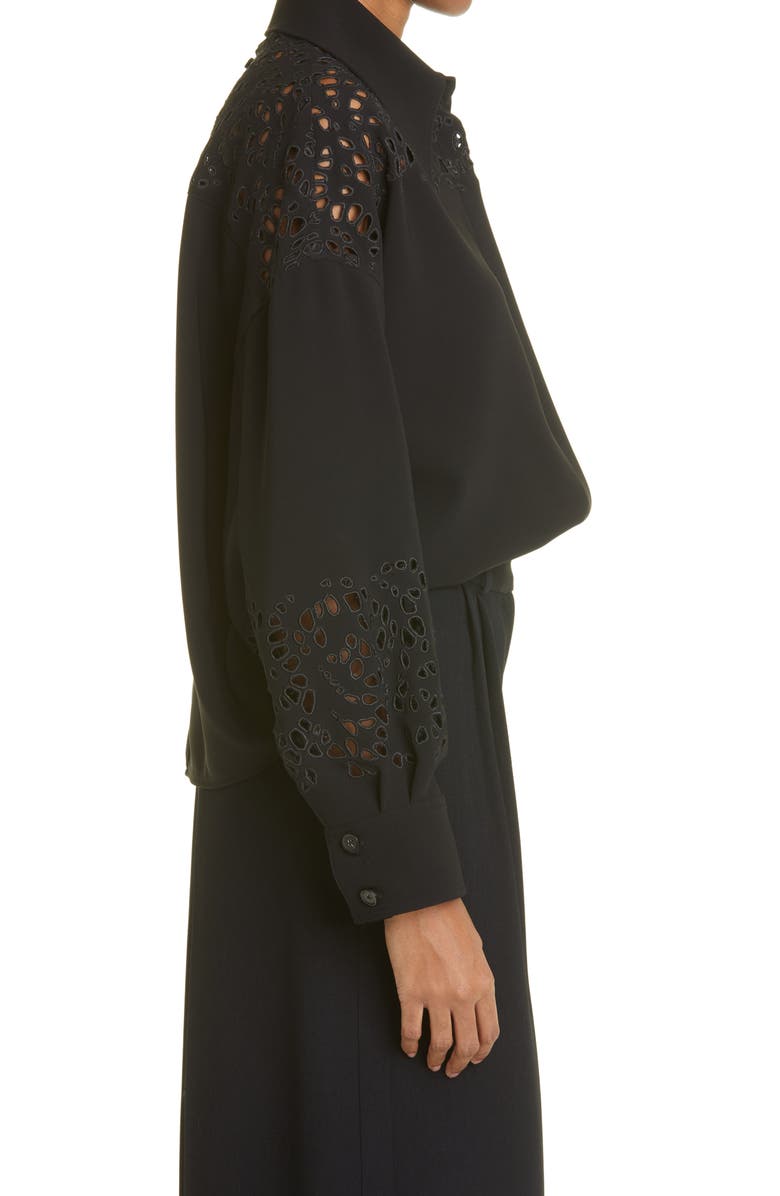 Proenza Schouler Eyelet Detail Point Collar Button-Up Shirt, Alternate, color,