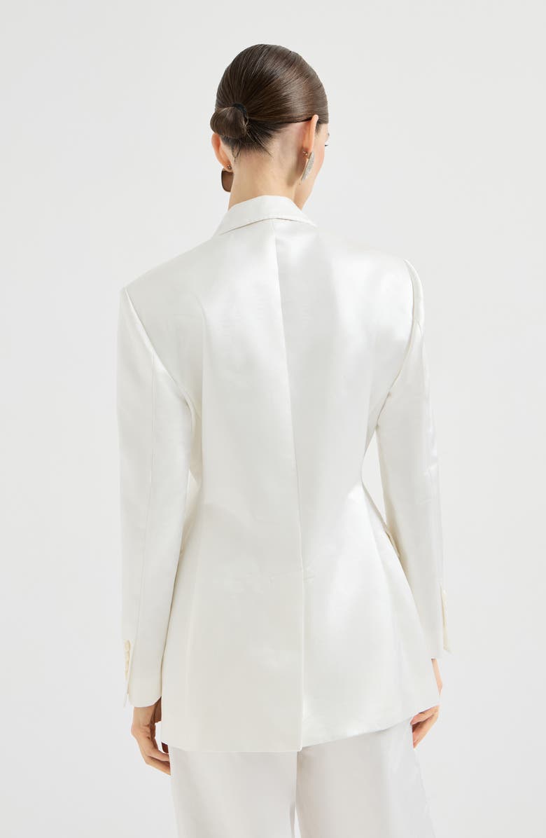 Brunello Cucinelli Satin blazer with monili, Alternate, color, White