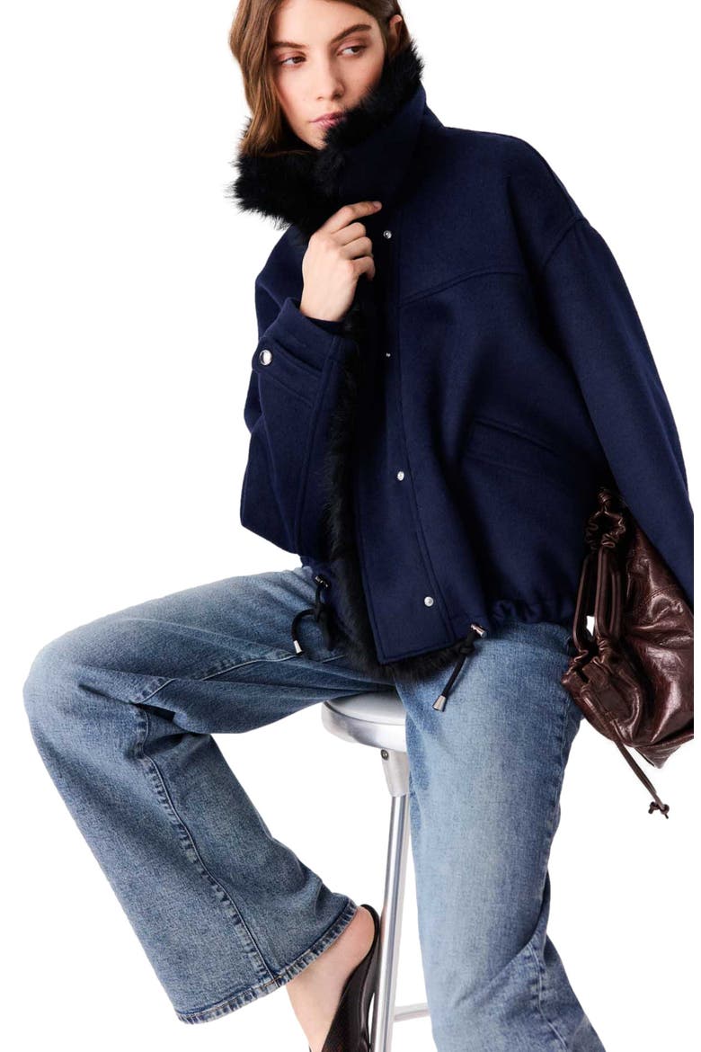 Short double-faced coat, Alternate, color, Navy