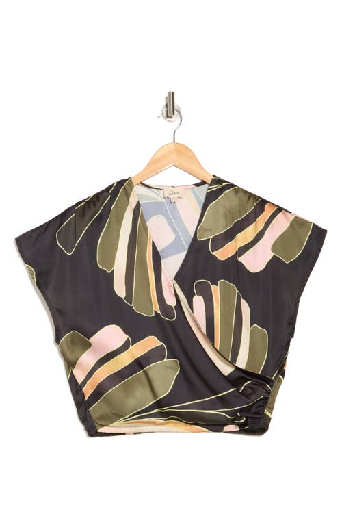 Elan Palm Print Surplice Neck Cover-up Crop Top