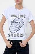 Alice + Olivia Berk Rolling Stones Embellished Cotton Graphic T-Shirt