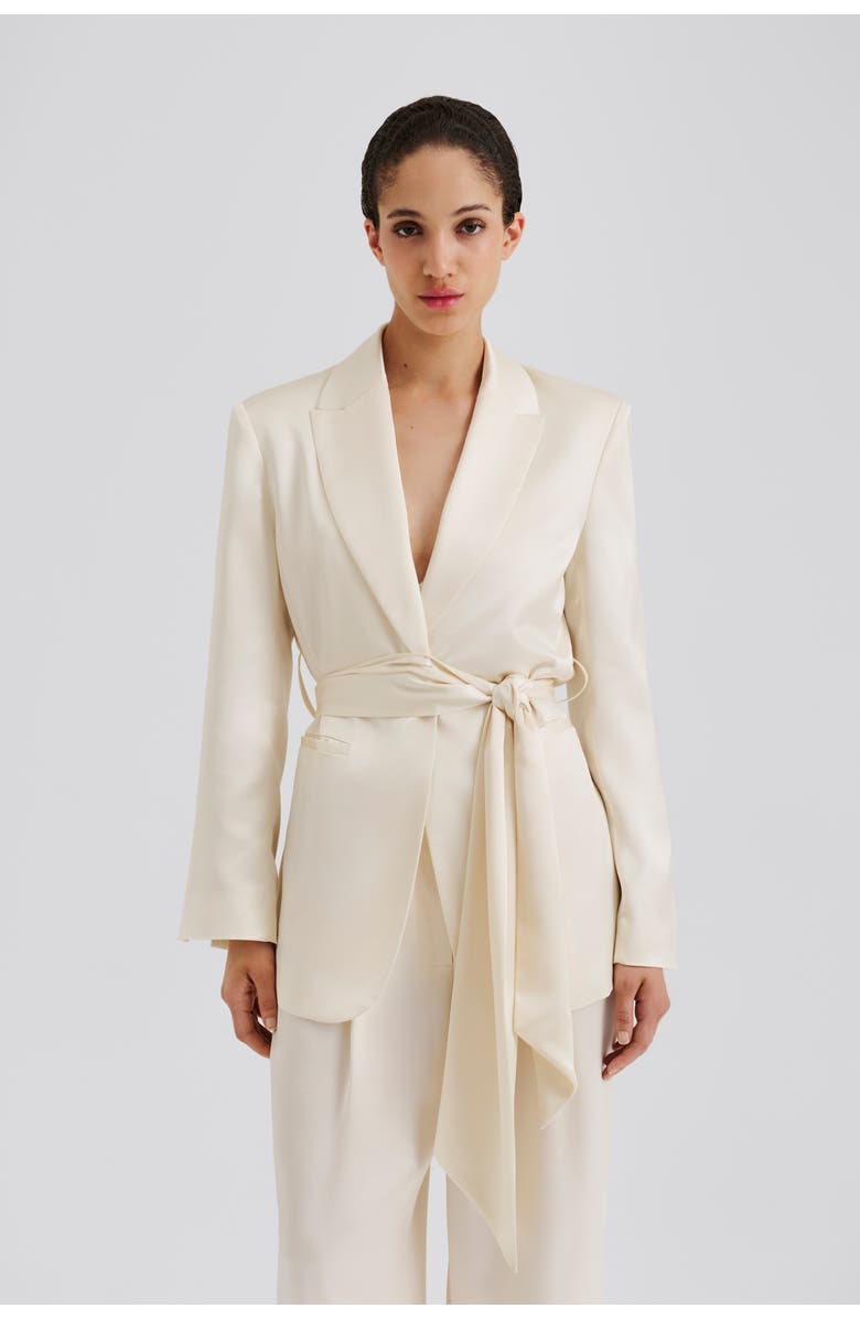 Malina Liv Satin Wrap Blazer, Main, color, Vanilla