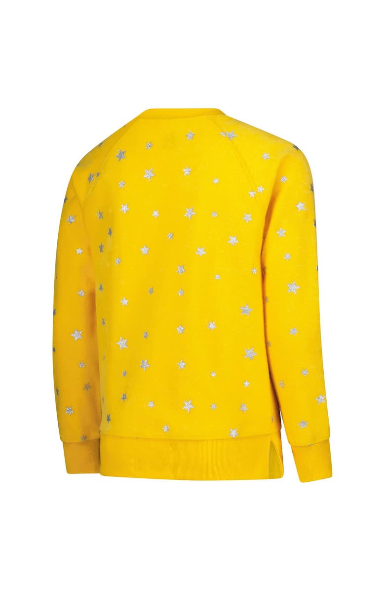 Wes & Willy Girls Youth Wes & Willy  Gold Iowa Hawkeyes Shimmer Star Reverse Sweatshirt, Alternate, color, 