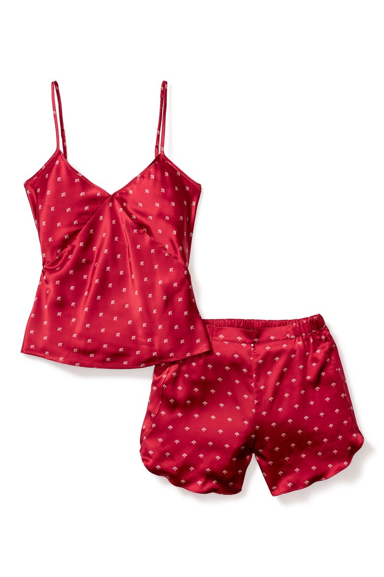 Mulberry Silk Short Pajamas, Alternate, color, RED