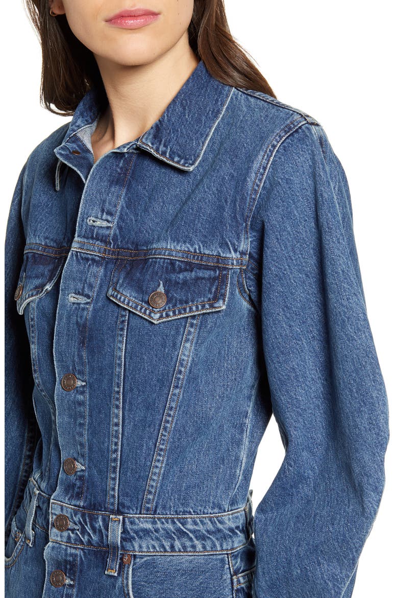Long Sleeve Cotton Denim Minidress, Alternate, color, SHELTER