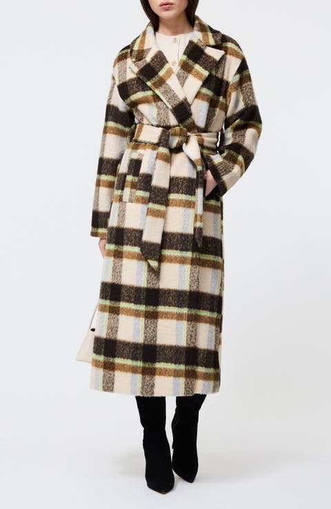 Remi Plaid Faux Fur Trench Coat
