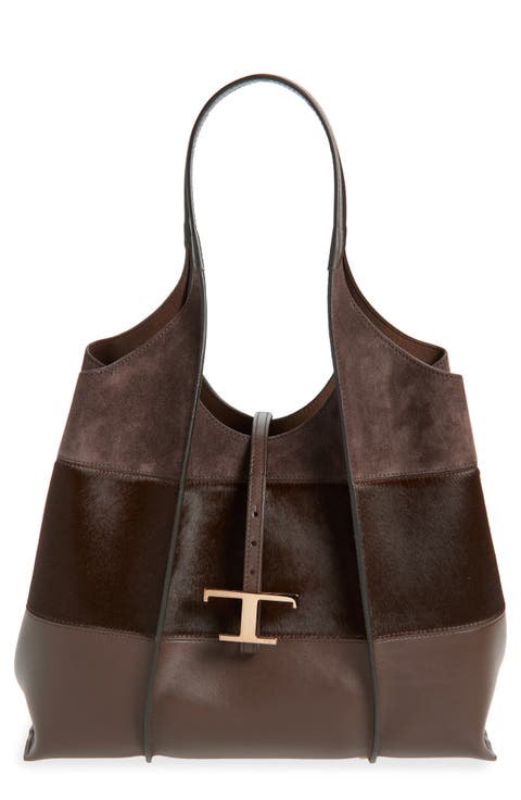 Medium TSB Suede & Genuine Calf Hair Tote