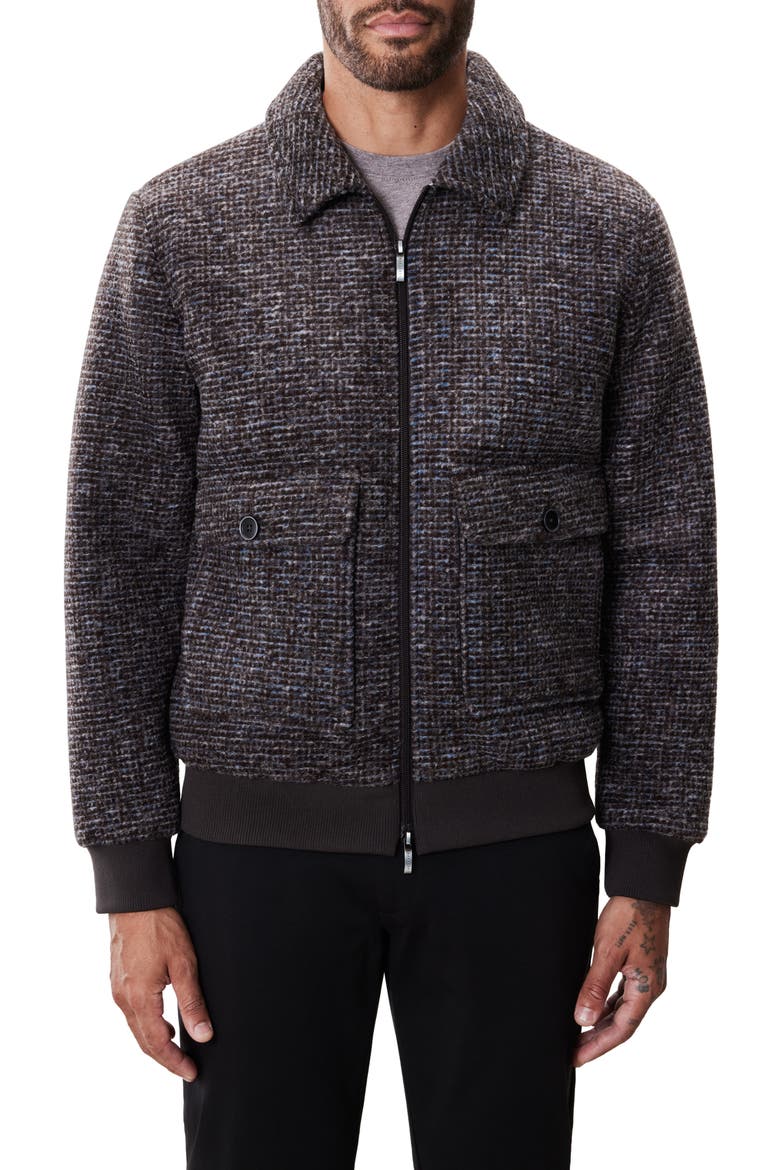Crue Tweed Bomber Jacket, Main, color, DARK BROWN