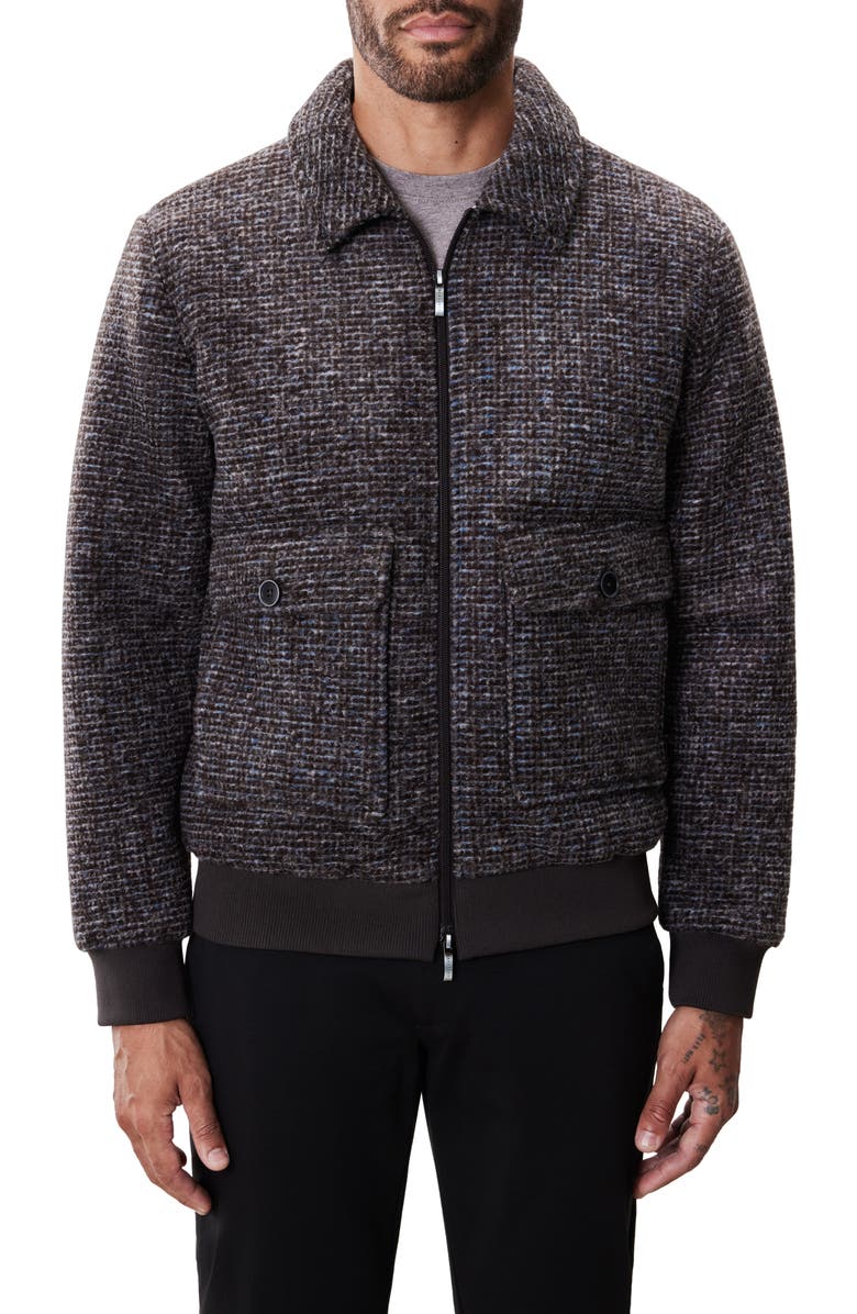 Robert Barakett Crue Tweed Bomber Jacket, Main, color, Dark Brown