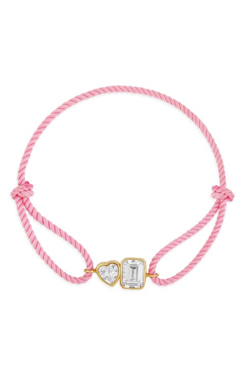 Cubic Zirconia Corded Slider Bracelet