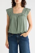 MAX STUDIO Open Stitch Square Neck Top